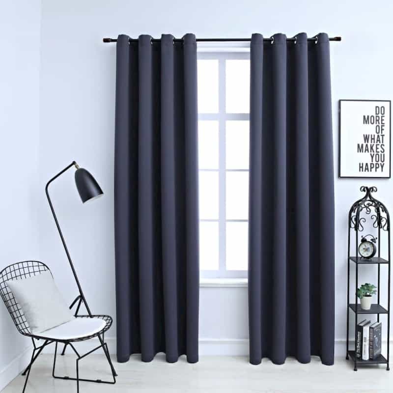 Vidaxl Blackout Curtains With Rings 2 Pcs Anthracite 54"X84" Fabric, 134844