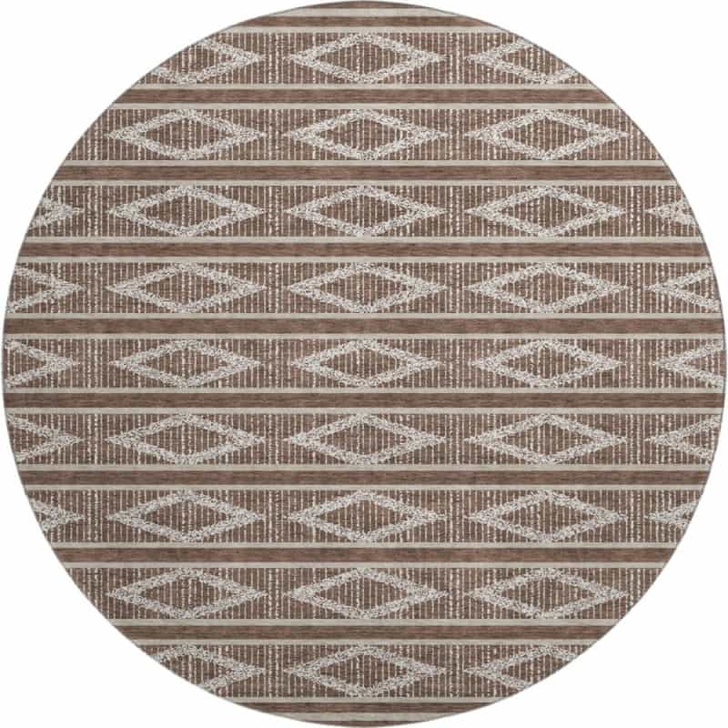 Premium Machine Washable Mayfield Amf1029 Brown 8' X 8' Round Rug