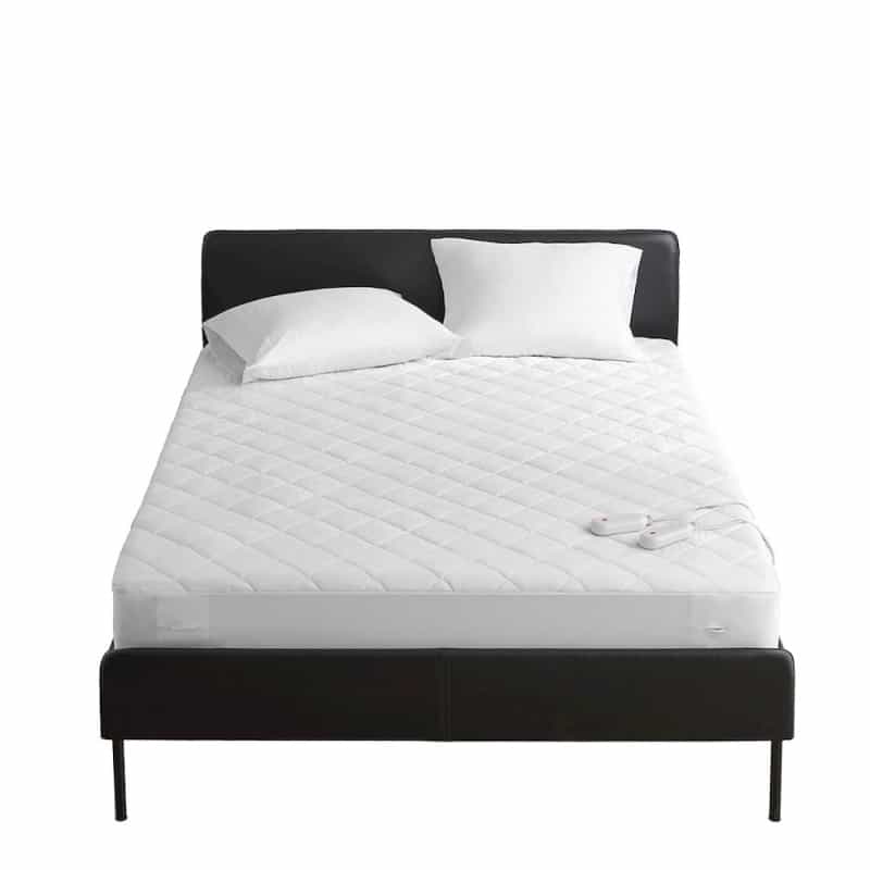 Embossed Microfiber Heated Mattress Pad In White