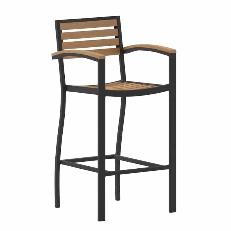 Contemporary All-Weather Patio Bar Stool With Arms
