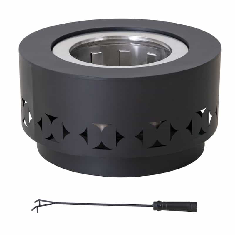 Lawrence 28. Black Steel Wood Burning Outdoor Smokeless Fire Pit With Pvc Cover