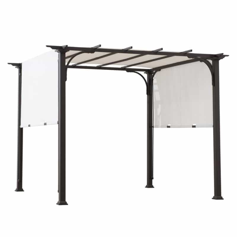 Brown Metal Classic Pergola With Adjustable White Garden Shade
