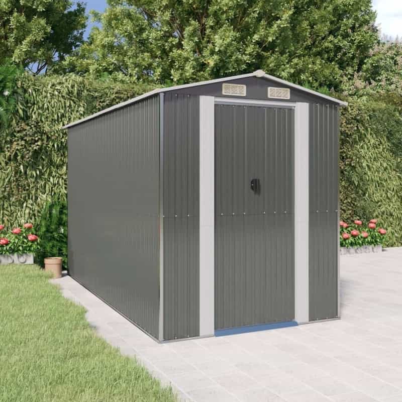 Garden Shed Light Grey Galvanized Steel Large Sliding Components