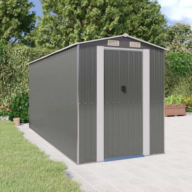 Garden Shed Light Grey Galvanized Steel Large Garden Shed