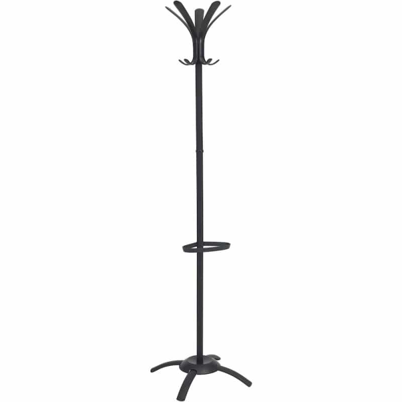 Alba Black Coat Stand - 10 Pegs - 68.9" Height X 19.7" Width - For Coat, Umbrella, Clothes - Metal - Black - Powder Coated - 1 Each