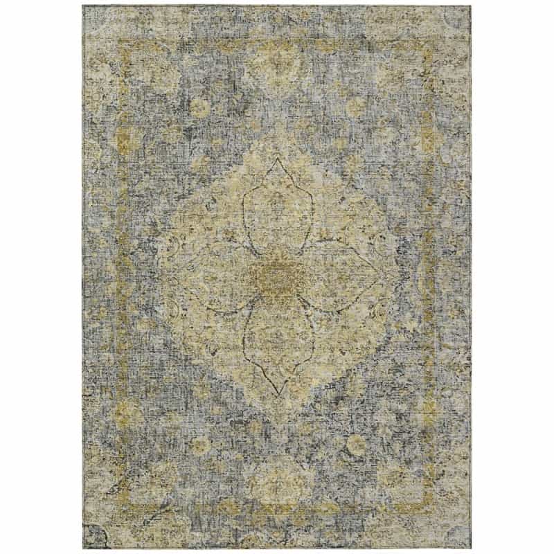 Machine Washable Indoor/Outdoor Chantille Acn2136 Pewter 5' X 7'6" Rug