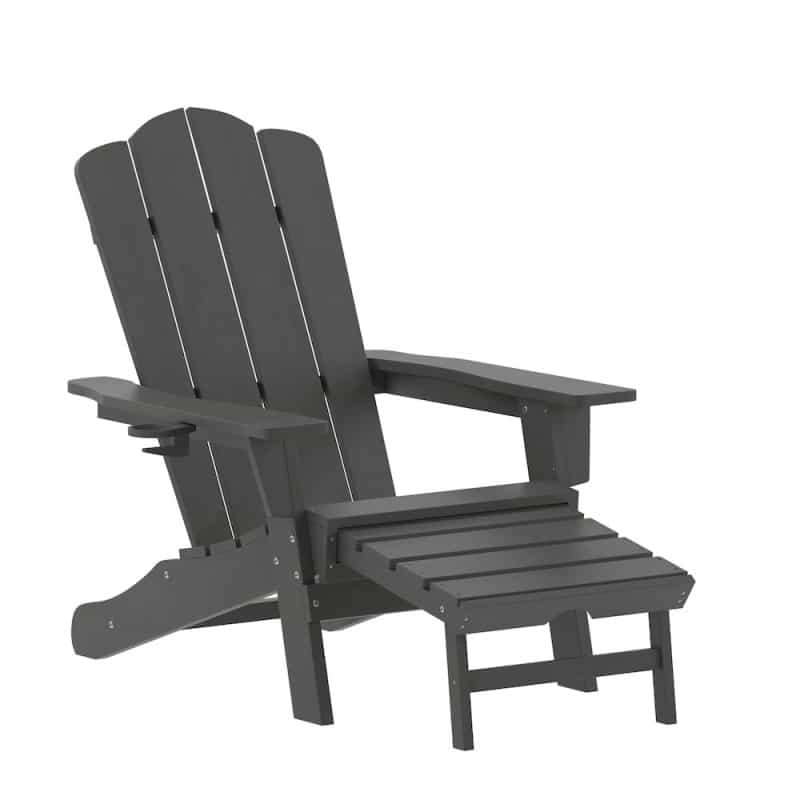 Commercial Adirondack Chair With Pull-Out Ottoman And Cupholder