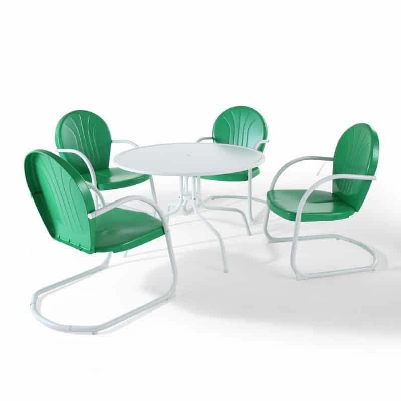 Griffith 5Pc Round Retro Outdoor Dining Set - Table & 4 Chairs