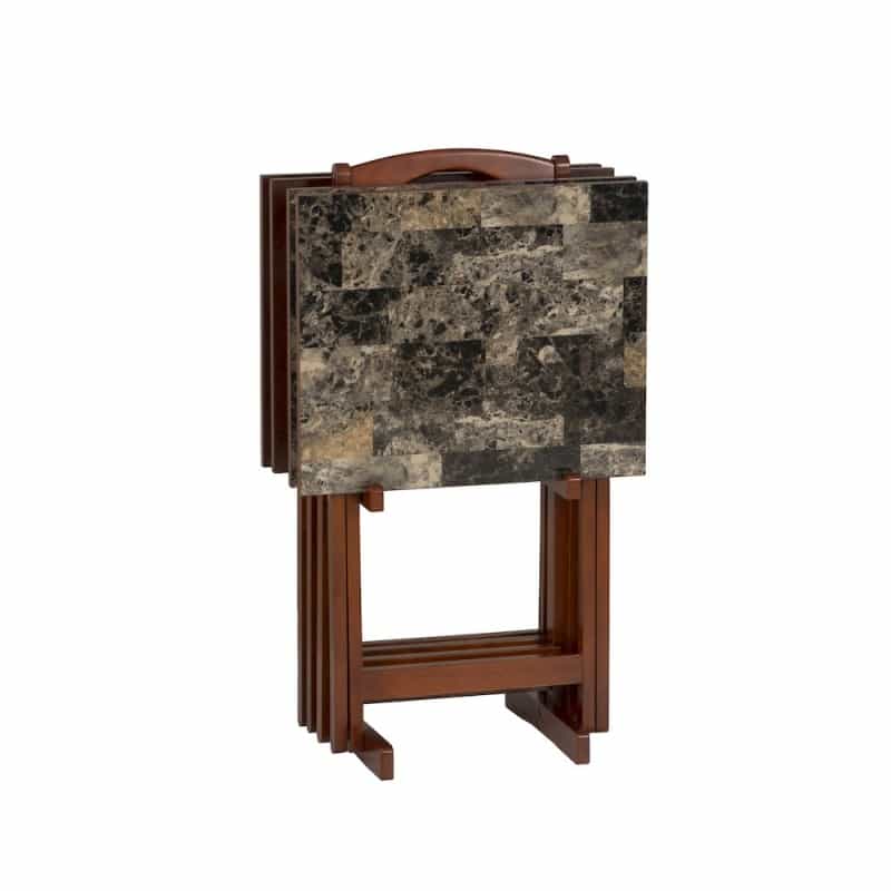 Tray Table Set Faux Marble -Brown