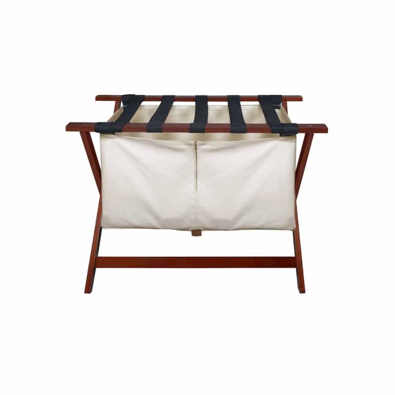 Heavy Duty 34" Extra Wide Luggage Rack With Zippered Laundry Bag- Walnut