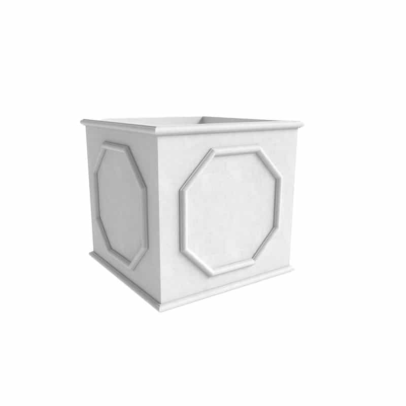 Sprout Series Cubic Fiber Stone Planter In White 15 Cube
