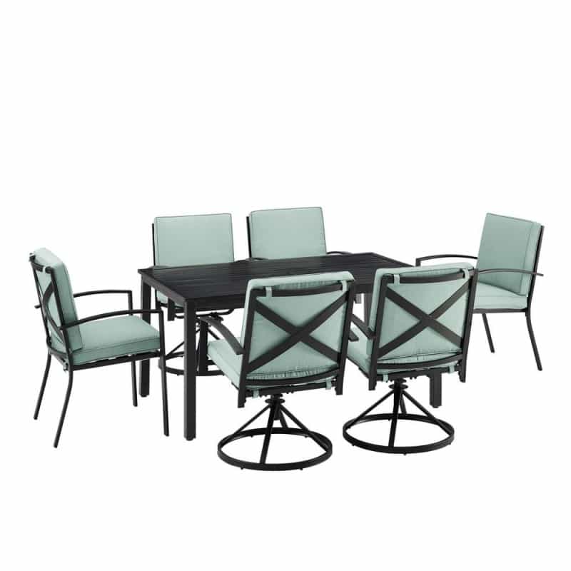 Kaplan 7Pc Outdoor Dining Set - Table, 4 Swivel Chairs, & 2 Regular Chairs