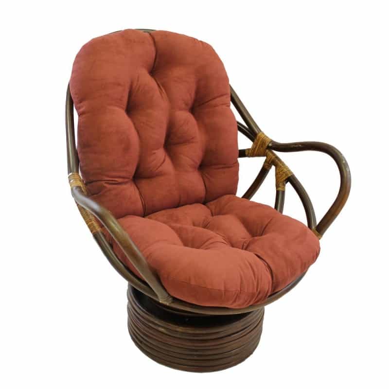 Rattan Swivel Rocker With Micro Suede Cushion