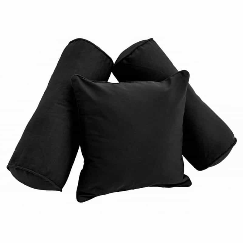 Double-Corded Solid Twill Throw Pillows With Inserts (Set Of 3) - Black