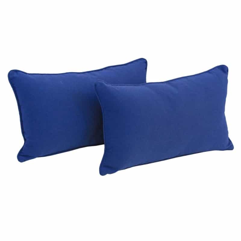 20-Inch By 12-Inch Double-Corded Solid Twill Back Support Pillows With Inserts (Set Of 2), Royal Blue