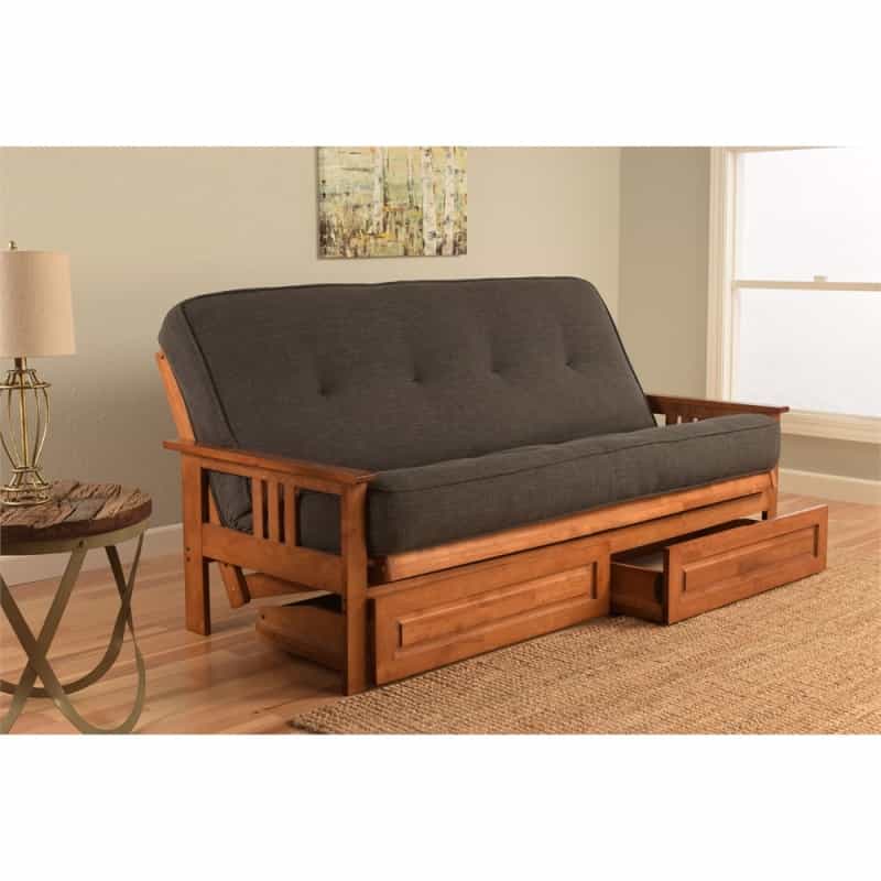 Monterey Frame-Barbados Finish-Linen Charcoal Mattress-Storage Drawers