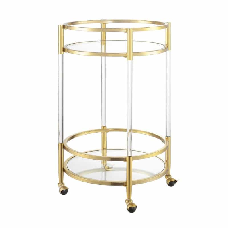Royal Crest 2 Tier Acrylic Round Glass Bar Cart