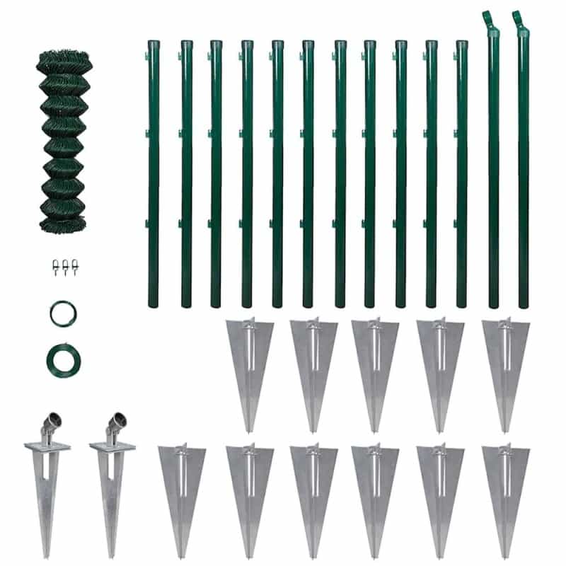 Vidaxl Chain Link Fence With Posts Spike Steel 2.6Ftx82ft, 140753
