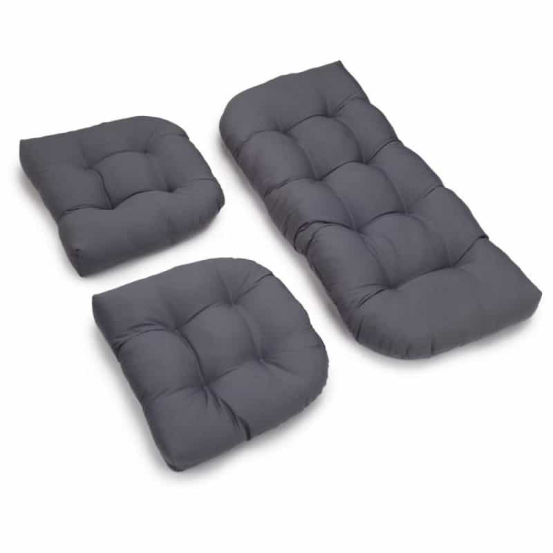 U-Shaped Twill Tufted Settee Cushion Set (Set Of 3)