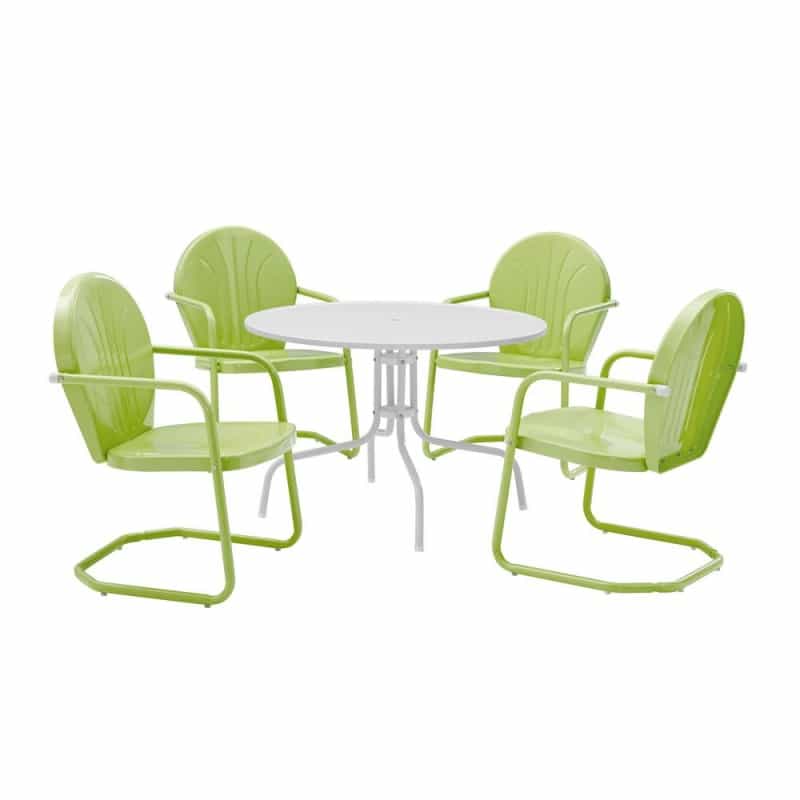 Griffith 5Pc Round Retro Outdoor Dining Set - Table & 4 Chairs