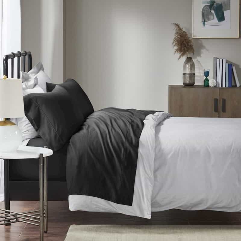 1500 Thread Count Cotton Blend 4 Pc Sheet Set, Black Color