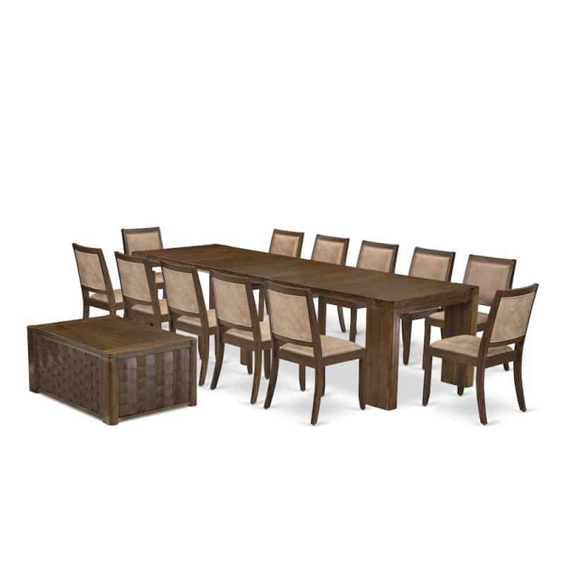 14 Pieces Extendable Dining Set Includes 1 Rectangle Kitchen Table