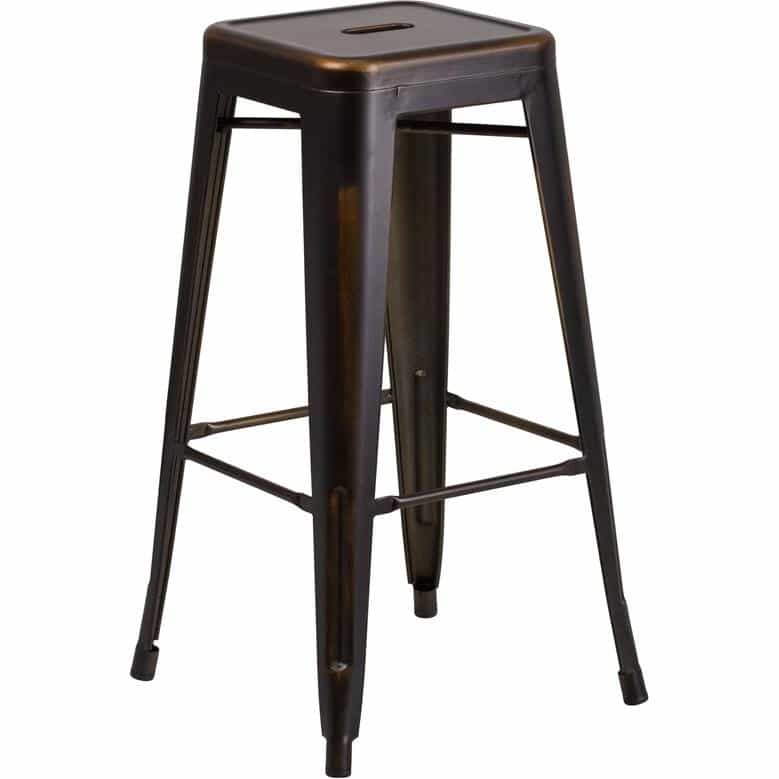 30" High Backless Distressed Copper Metal Indoor-Outdoor Barstool