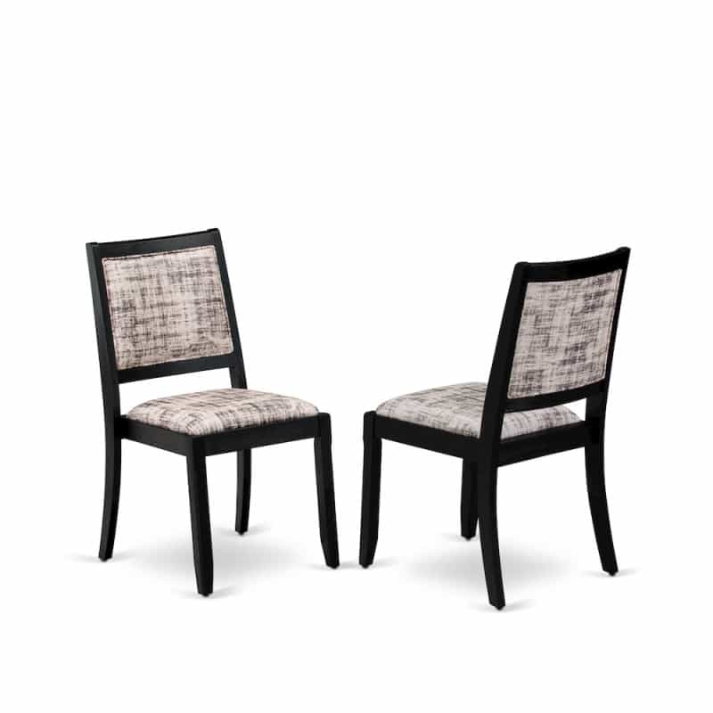 Dining Room Chair With White And Gray Pattern Faux Leather And Upholstered Back