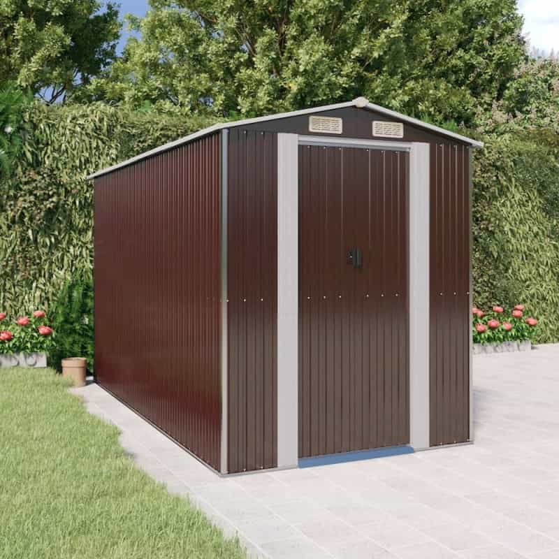 Garden Shed Dark Brown Galvanized Steel Large Storage