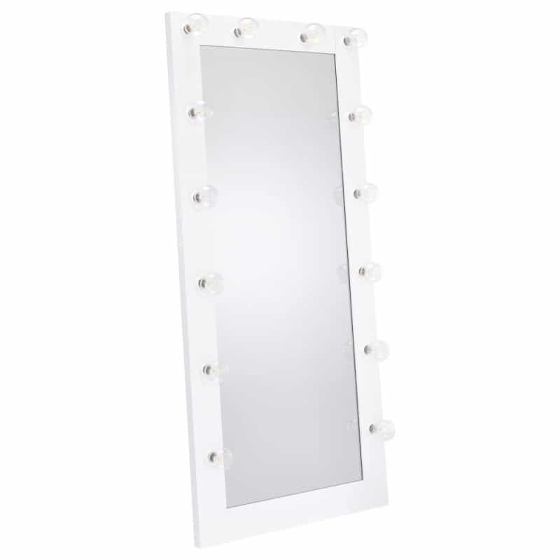 Zayan 32 X 71 Inch Floor Mirror Led Lighting White Gloss