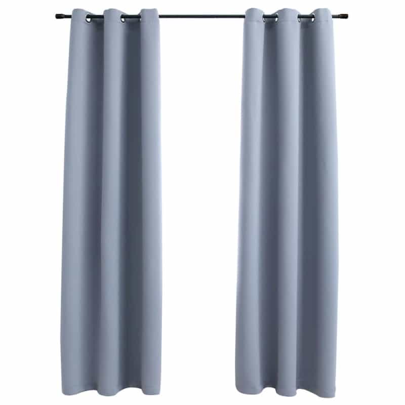 Vidaxl Blackout Curtains With Rings 2 Pcs Gray 37"X95" Fabric, 134848