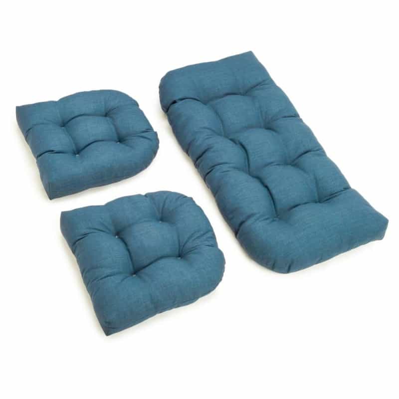 U-Shaped Spun Polyester Tufted Settee Cushion Set (Set Of 3)