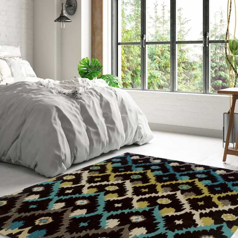 Trio Ikat Brown & Teal 8X10, Rug
