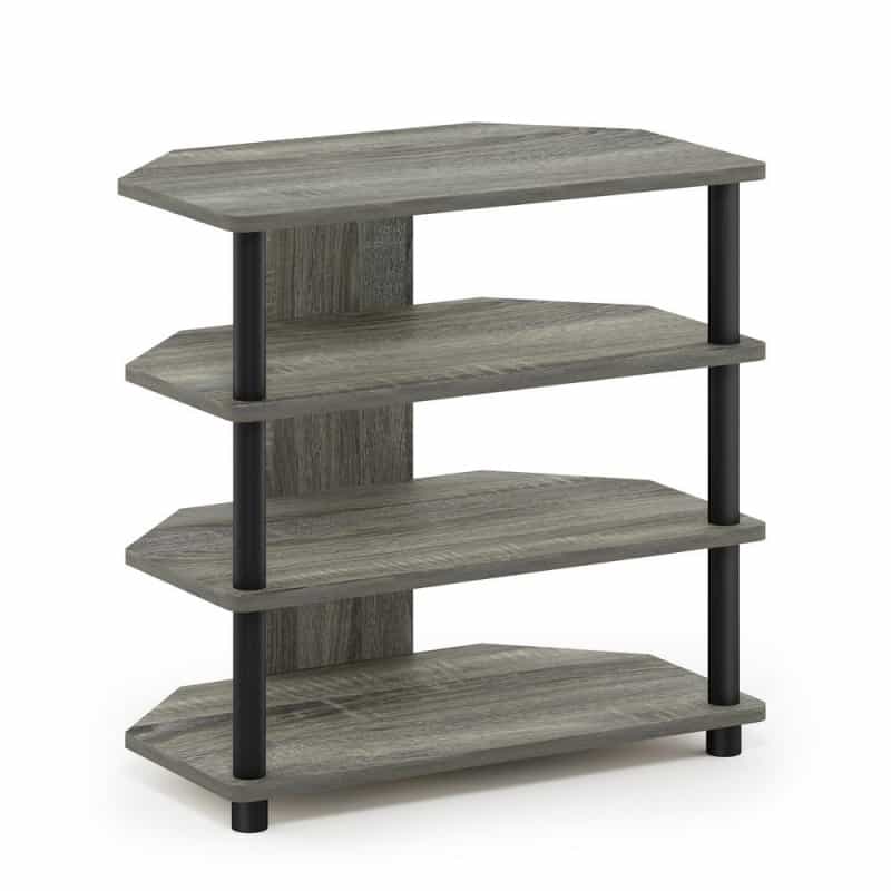 Furinno Turn-N-Tube Easy Assembly 4-Tier Petite Tv Stand, French Oak Grey/Black