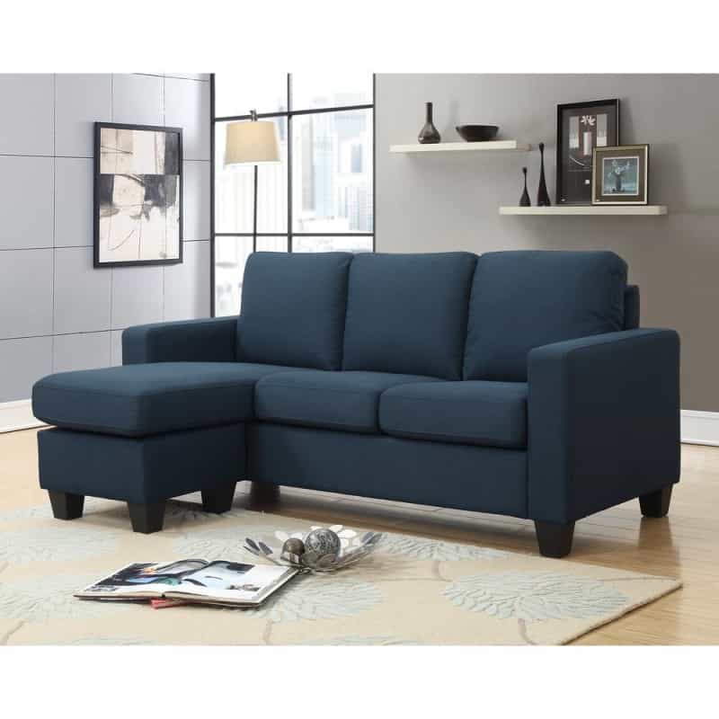 Wallace & Bay Mcconnell Reconfigurable Chaise Sectional, Marine Blue