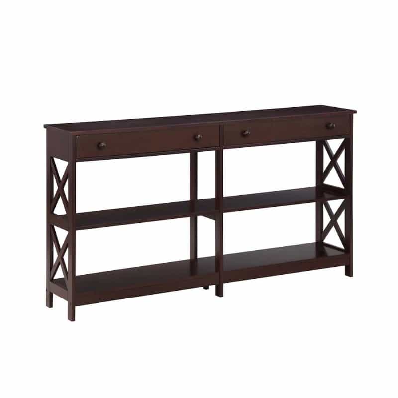 Oxford 2 Drawer 60 Inch Console Table With Shelves