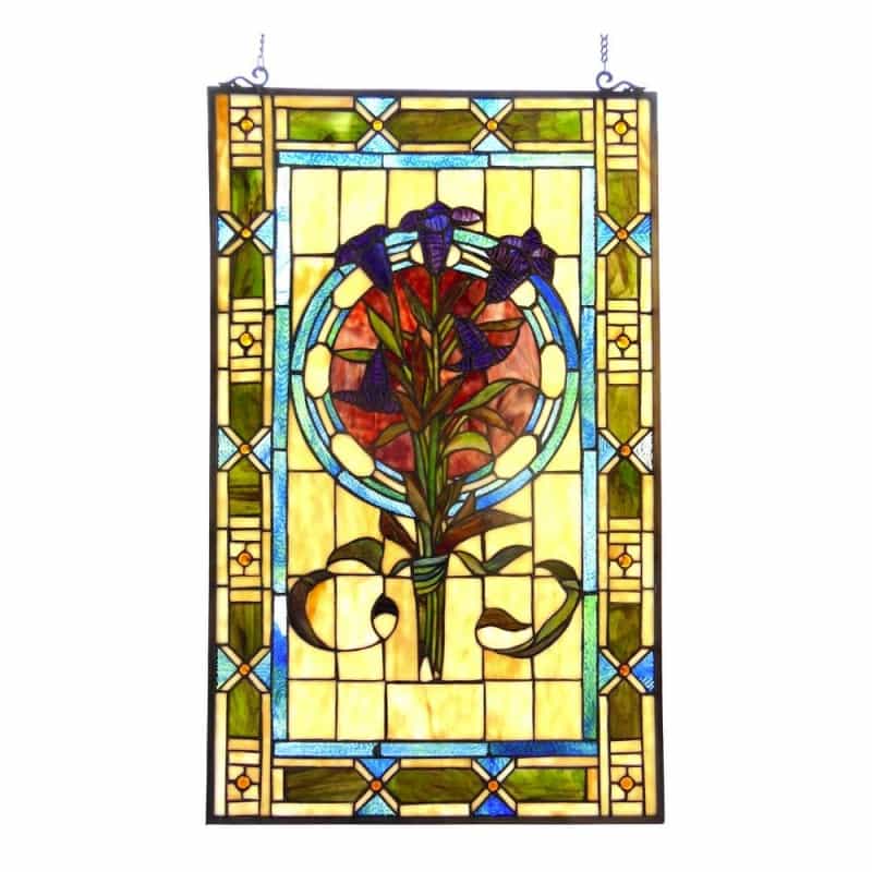 Tiffany-Glass Tulips Design Window Panel 20X32