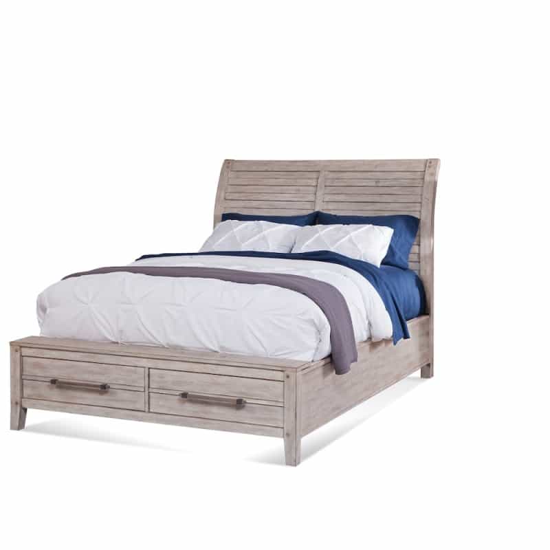 Aurora King Sleigh Bed - With Storage Footboard - Whitewash