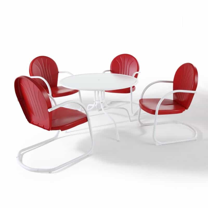 Griffith 5Pc Round Retro Outdoor Dining Set - Table & 4 Chairs