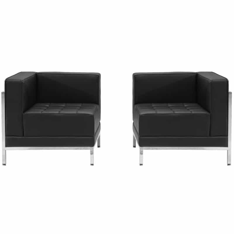 Imagination Black Leathersoft 2 Piece Corner Chair Set