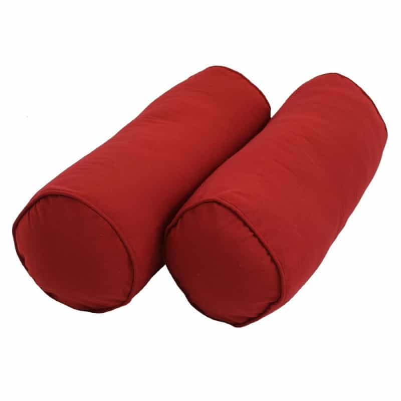 20-Inch By 8-Inch Double-Corded Solid Twill Bolster Pillows With Inserts (Set Of 2), Ruby Red