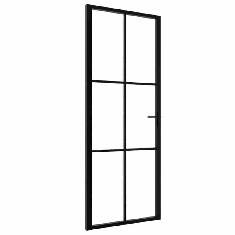 Interior Door Esg Glass And Aluminum 29.9"X79.3" Black