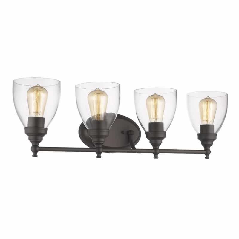 Elissa Transitional 4 Light Rubbed Bronze Bath Vanity Light Clear Glass 30" Wide