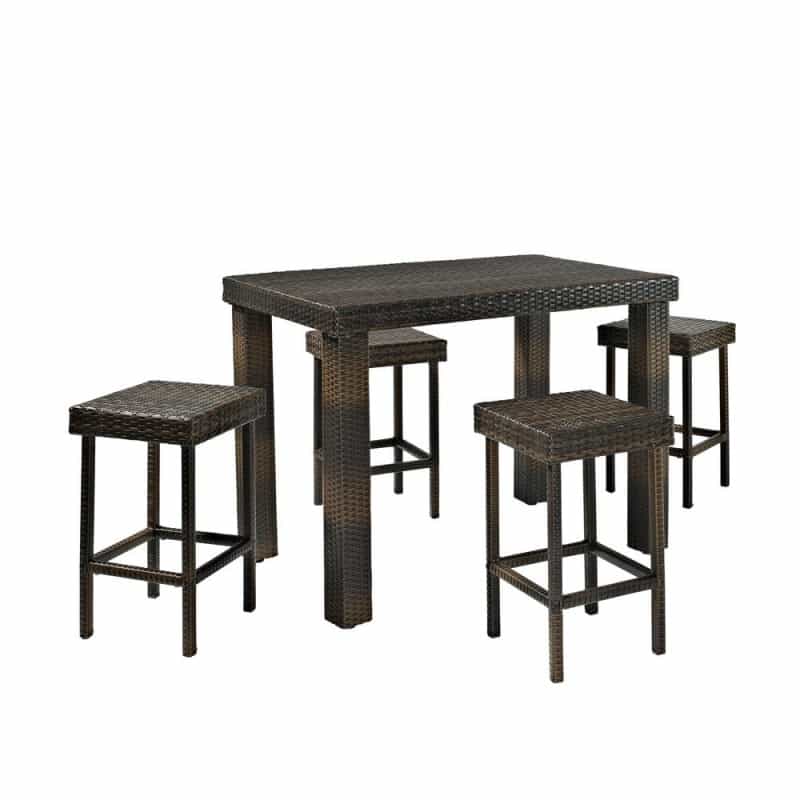 Palm Harbor 5Pc Counter Height Wicker Outdoor Dining Set - Table & 4 Stools