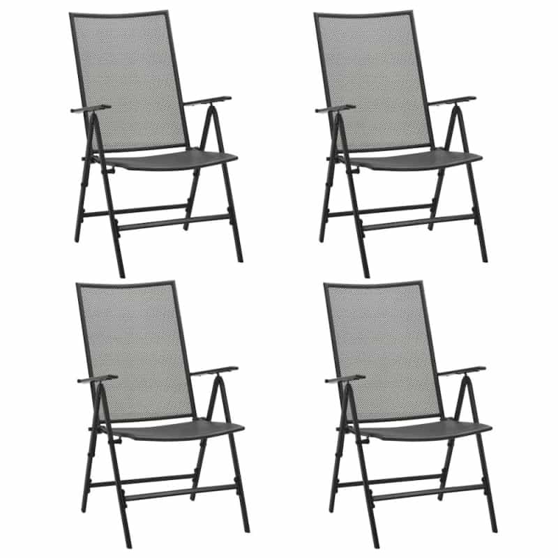 Folding Chair Set Of 4 Anthracite Steel Standard Foldable