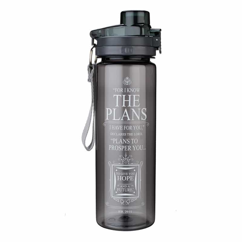 Water Bottle Plastic Black For I Know The Plans Jer. 29:11