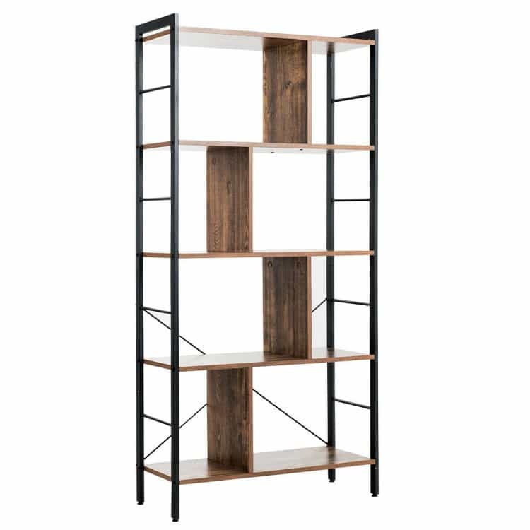 4-Tier Industrial Freestanding Bookshelf With Metal Frame