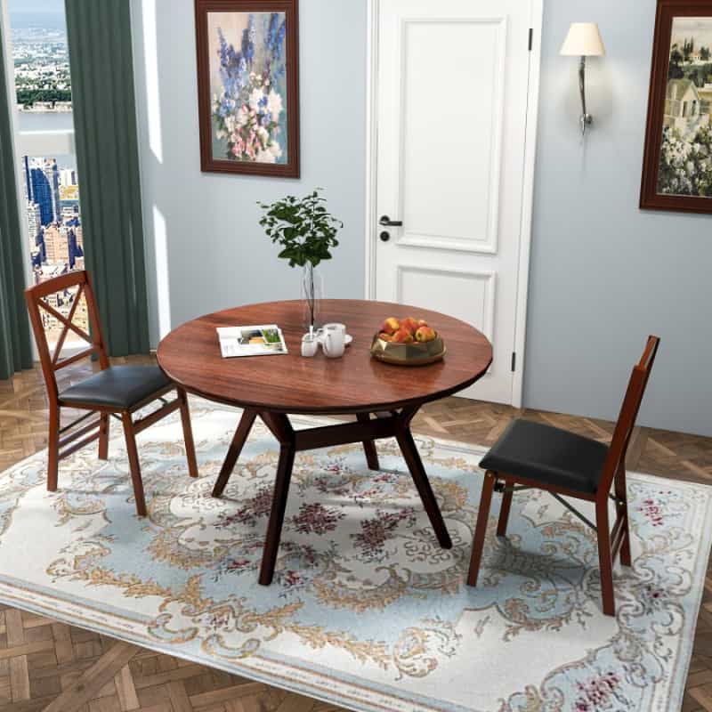 Set Of 2 Folding Dining Chairs With 400 Lbs Capacity-Brown