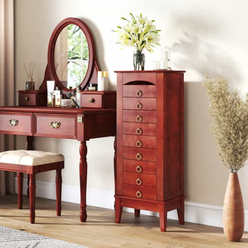 Large Capacity Jewelry Storage Cabinet With 9 Drawers