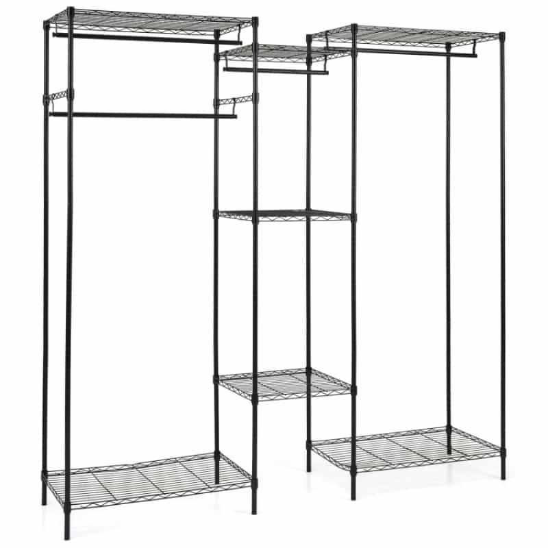 Convertible Clothes Organizer With L-Shape And Horizontal Installation-Black
